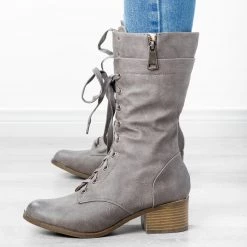 AMS Shoes Newest Arrivals Posh Chunky Heel Combat Boots FINAL SALE
