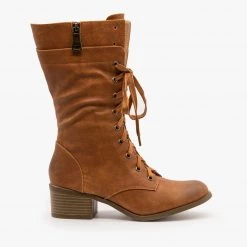 AMS Shoes Newest Arrivals Posh Chunky Heel Combat Boots FINAL SALE