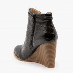 Mata Posh Side Cut Wedge Crocodile Booties Newest Arrivals