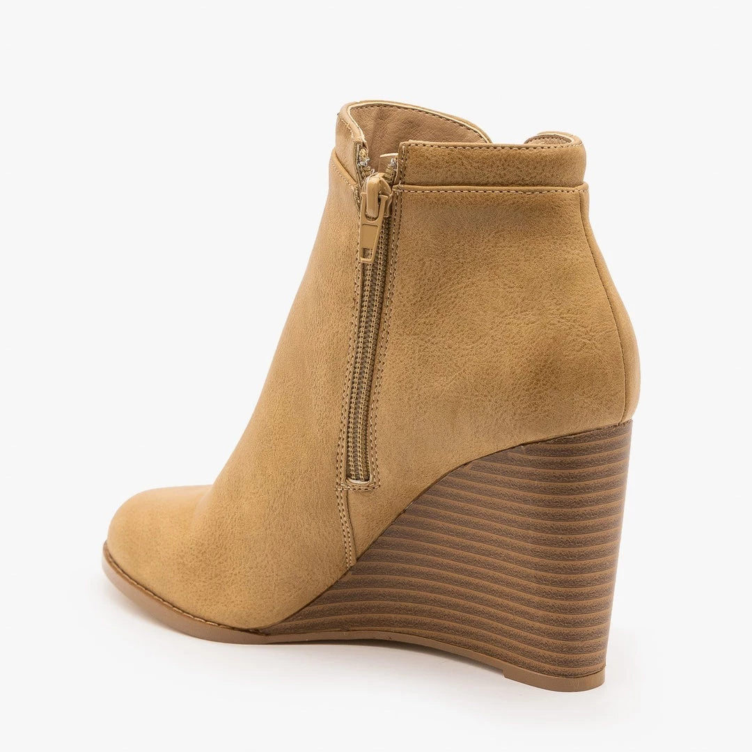 Mata Posh Side Cut Wedge Heeled Booties Newest Arrivals 2 Mata Posh Side Cut Wedge Heeled Booties Newest Arrivals