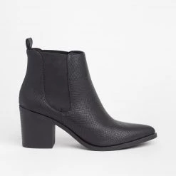 Soda Shoes Posh Snake Texture Chelsea Boots