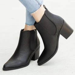 Soda Shoes Posh Snake Texture Chelsea Boots