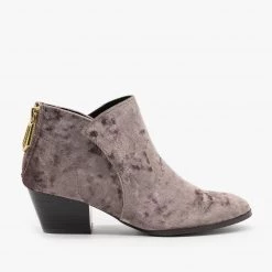Qupid Shoes Posh Velvet Almond-Toe Ankle Booties