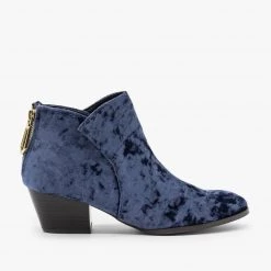 Qupid Shoes Posh Velvet Almond-Toe Ankle Booties