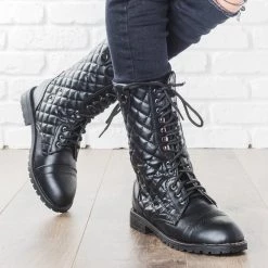 Glaze Newest Arrivals Quilted Combat Boots