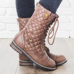 Glaze Newest Arrivals Quilted Combat Boots