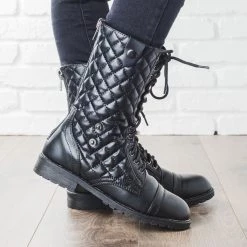 Glaze Newest Arrivals Quilted Combat Boots