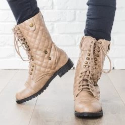 Glaze Newest Arrivals Quilted Combat Boots