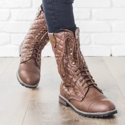 Glaze Newest Arrivals Quilted Combat Boots