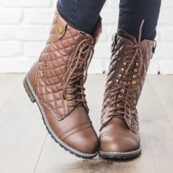 Glaze Newest Arrivals Quilted Combat Boots