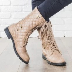 Glaze Newest Arrivals Quilted Combat Boots