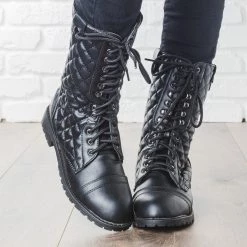 Glaze Newest Arrivals Quilted Combat Boots