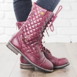 Glaze Newest Arrivals Quilted Combat Boots