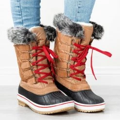 Wild Diva Shoes Quilted Furry Top Duck Boots Newest Arrivals