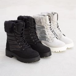 Bamboo Newest Arrivals Quilted Trim Lug Boots