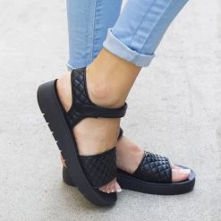 Mata Quilted Velcro Strap Chunky Sandals