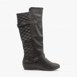 Wild Diva Shoes Newest Arrivals Quilted Wedge Riding Boots