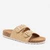 Top Moda Newest Arrivals Raffia Buckle Cork Slides