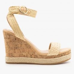 Top Moda Raffia Cork Wedge Sandals