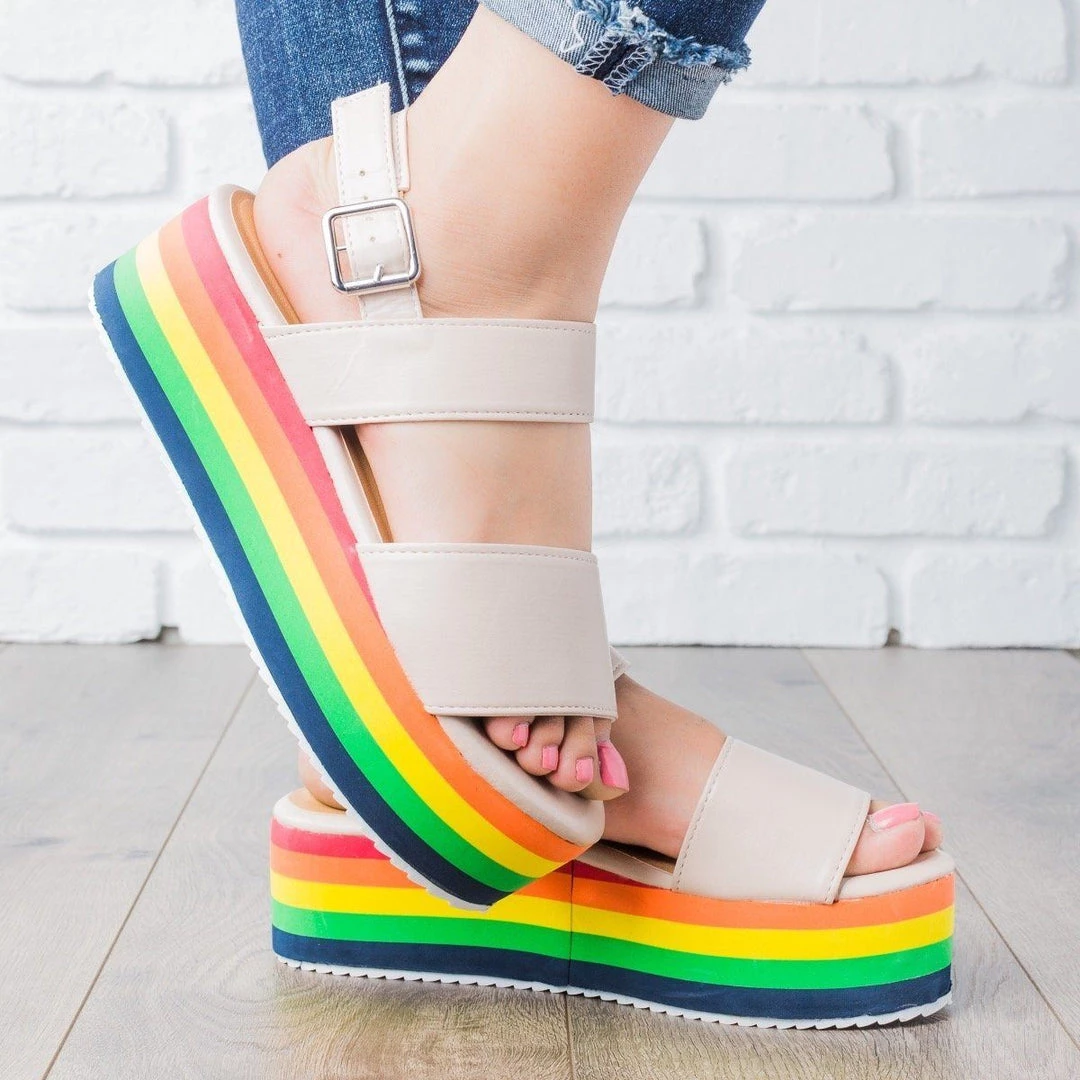 Qupid Shoes Newest Arrivals Rainbow Platform Sandals 3 Qupid Shoes Newest Arrivals Rainbow Platform Sandals