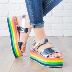 Qupid Shoes Newest Arrivals Rainbow Platform Sandals 8 Qupid Shoes Newest Arrivals Rainbow Platform Sandals