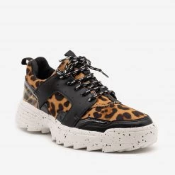 La Sheelah Shoes Retro Leopard Print Chunky Sneakers