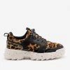La Sheelah Shoes Retro Leopard Print Chunky Sneakers