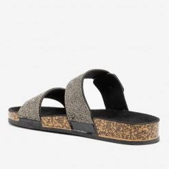 Qupid Shoes Newest Arrivals Rhinestone Bedazzled Cork Slides