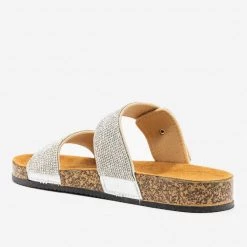 Qupid Shoes Newest Arrivals Rhinestone Bedazzled Cork Slides