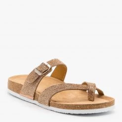 Mata Rhinestone Cork Toe Hold Sandals