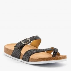 Mata Rhinestone Cork Toe Hold Sandals