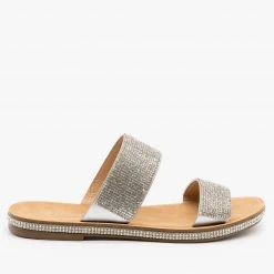 Top Moda Rhinestone Double Band Sandals Newest Arrivals