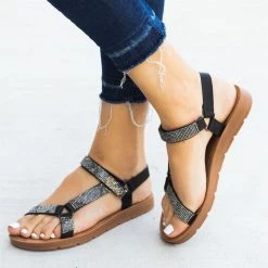 Forever Rhinestone Velcro Strap Sandals