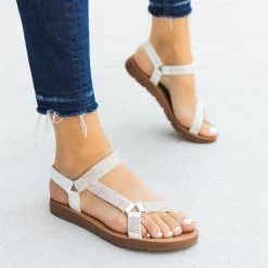 Forever Rhinestone Velcro Strap Sandals
