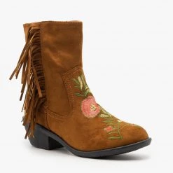 Weeboo Rose Embroidered Fringe Booties Newest Arrivals