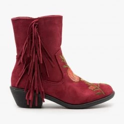 Weeboo Rose Embroidered Fringe Booties Newest Arrivals