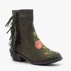 Weeboo Rose Embroidered Fringe Booties Newest Arrivals