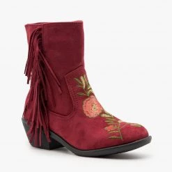 Weeboo Rose Embroidered Fringe Booties Newest Arrivals