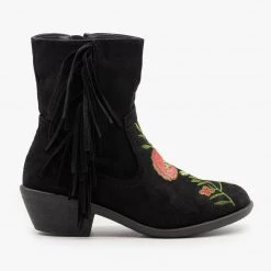 Weeboo Rose Embroidered Fringe Booties Newest Arrivals