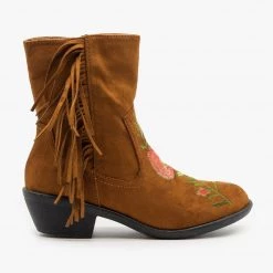 Weeboo Rose Embroidered Fringe Booties Newest Arrivals