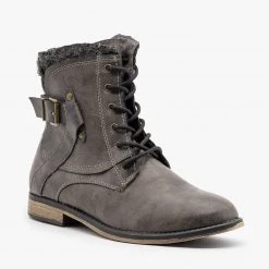 Unbranded/Generic Rugged Buckled Booties Newest Arrivals