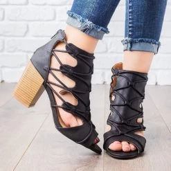 Qupid Shoes Newest Arrivals Rustic Peep Toe Heel Booties