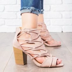 Qupid Shoes Newest Arrivals Rustic Peep Toe Heel Booties