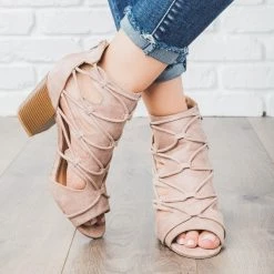 Qupid Shoes Newest Arrivals Rustic Peep Toe Heel Booties