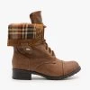 Soda Shoes Rustic Plaid Lined Combat Boots