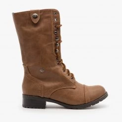 Soda Shoes Rustic Plaid Lined Combat Boots