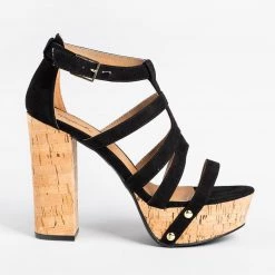 Qupid Shoes Sassy Cork High Heels