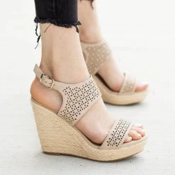 Delicious Shoes Sassy Laser Cut Espadrille Wedges Newest Arrivals