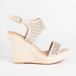 Delicious Shoes Sassy Laser Cut Espadrille Wedges Newest Arrivals