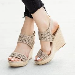Delicious Shoes Sassy Laser Cut Espadrille Wedges Newest Arrivals